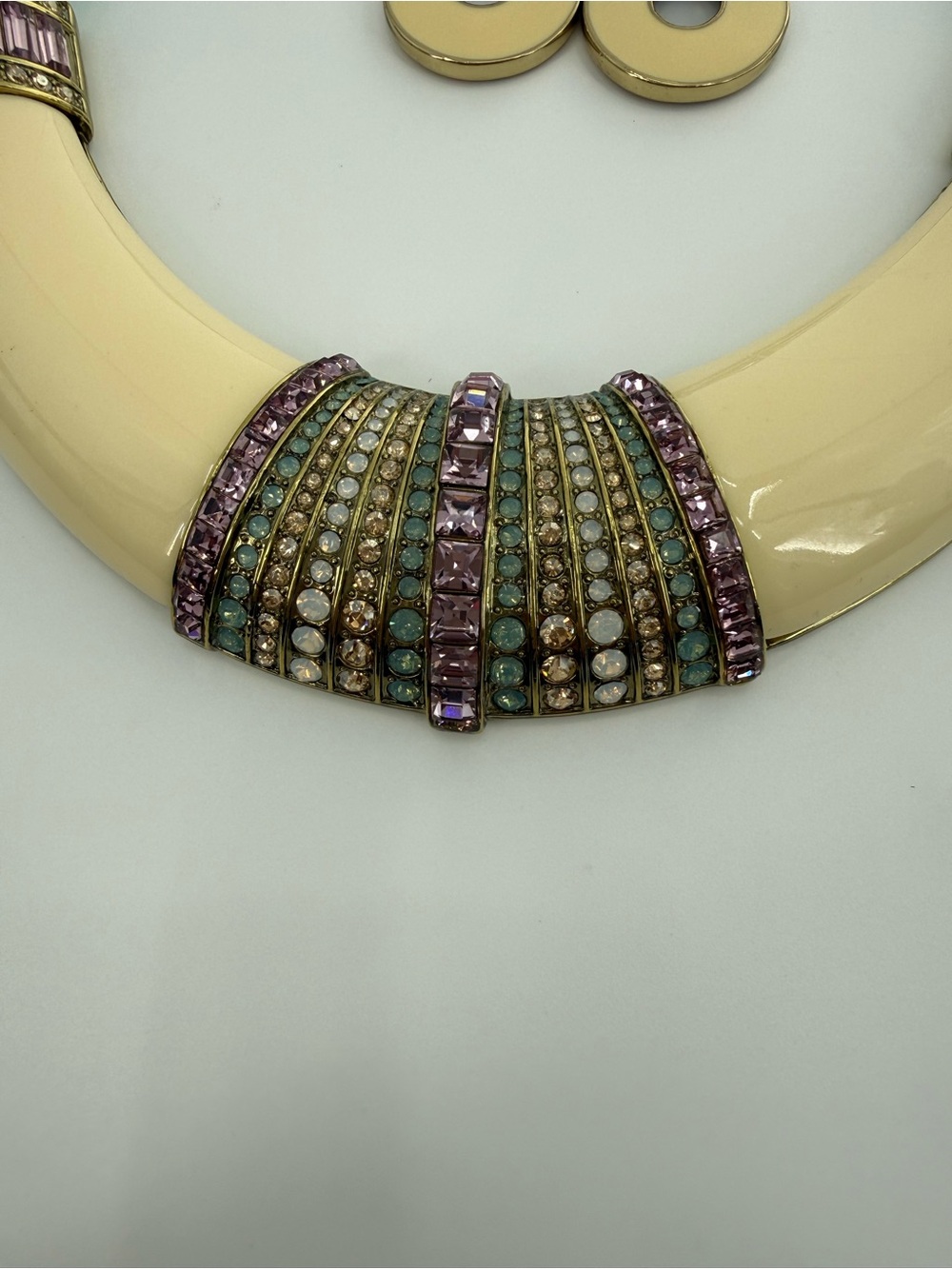 Heidi Daus Aqua Crystal Statement Necklace & Earrings Set Bold Glam Jewelry - Picture 13 of 17